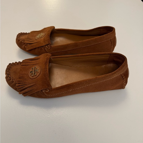 Tory Burch Brown Suede Fringe Moccasins - Picture 5 of 9